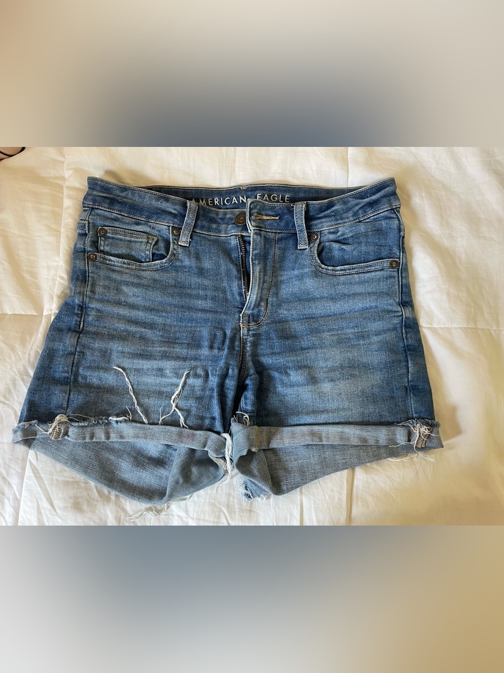 American Eagle Outfitters Distressed Blue Denim Shorts